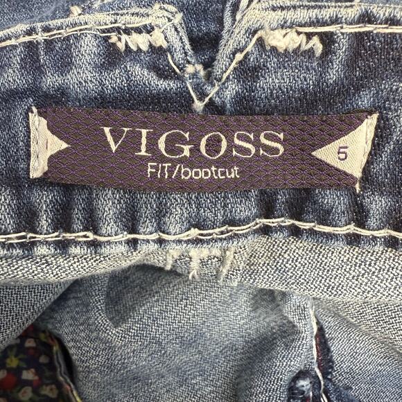EUC Vigoss Womens Blue Jeans 5/28 Bootcut Western Embroidered Casual Biker Logo - Picture 6 of 12